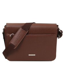 Messenger Saffiano leather messenger bag Coffee