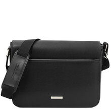 Messenger Saffiano leather messenger bag Black