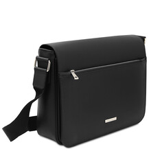Messenger Saffiano leather messenger bag Black