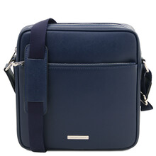 Luke Saffiano leather crossbody bag for men Dark Blue