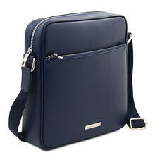 Luke Saffiano leather crossbody bag for men Dark Blue