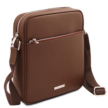 Luke Saffiano leather crossbody bag for men Coffee