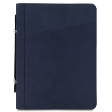 Cesare Leather document case with handle and ring binder Dark Blue