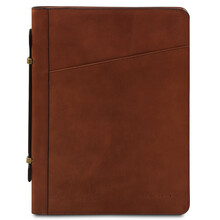 Cesare Leather document case with handle and ring binder Brown