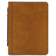 Cesare Leather document case with handle and ring binder Natural