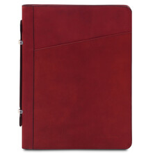 Cesare Leather document case with handle and ring binder Red