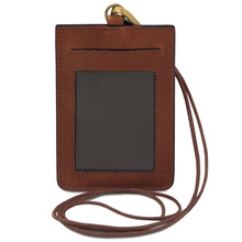 Leather badge holder Brown