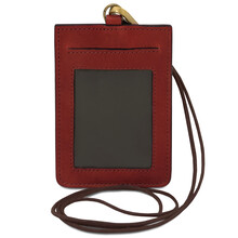 Leather badge holder Red
