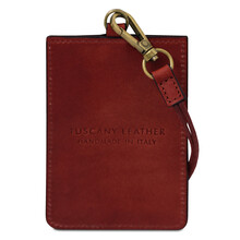 Leather badge holder Red
