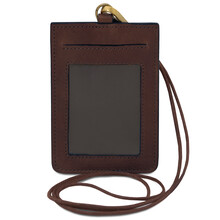 Leather badge holder Dark Brown
