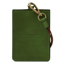 Leather badge holder Green