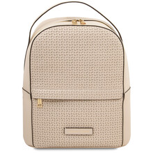 Dedalo Woven printed leather backpack Beige