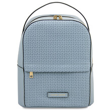 Dedalo Woven printed leather backpack Light Blue