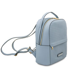 Dedalo Woven printed leather backpack Light Blue