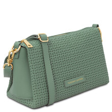 Dedalo Woven printed leather shoulder bag Green