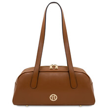 Eclaire Leather shoulder bag Cognac