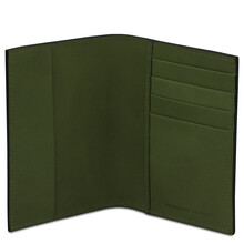 Leather passport cover Green
