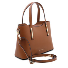 Geantă damă din piele cognac, Tuscany Leather, Olimpia mică