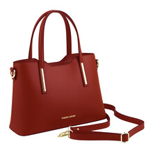Geantă damă din piele naturală Tuscany Leather, roșie, Olimpia mărime mică