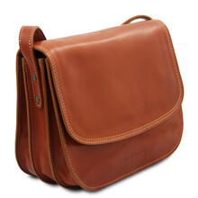 Geantă de umăr din piele naturală honey, Tuscany Leather, Greta