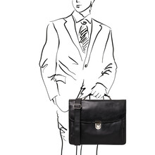 Geantă laptop Tuscany Leather din piele neagră Alessandria