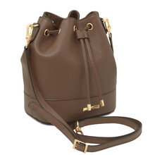 TL Bag Leather bucket bag Dark Taupe