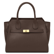 Origami Leather tote Chocolate