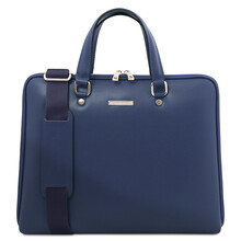 Verona Saffiano Leather Business Bag Dark Blue