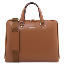 Verona Saffiano Leather Business Bag Cognac