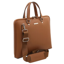 Verona Saffiano Leather Business Bag Cognac