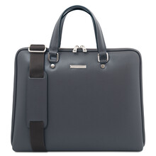 Verona Saffiano Leather Business Bag Grey