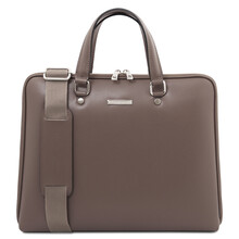Verona Saffiano Leather Business Bag Dark Taupe