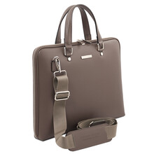 Verona Saffiano Leather Business Bag Dark Taupe