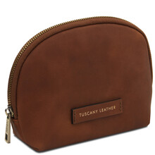 Vera Leather toiletry case Brown
