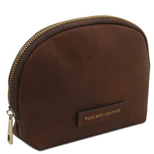 Vera Leather toiletry case Dark Brown
