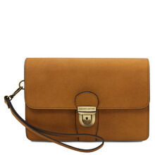 Oliver Leather handy wrist bag Natural