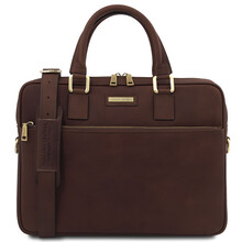 Ferrara Leather laptop briefcase Dark Brown