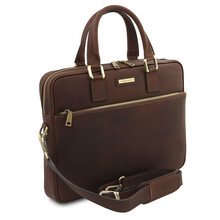 Ferrara Leather laptop briefcase Dark Brown