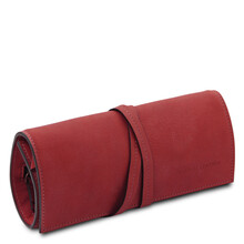 Leather jewellery case Red