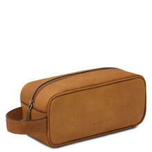 Harvey Leather toiletry bag Natural