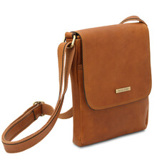Geantă de umăr bărbați din piele naturală Tuscany Leather, neagră, John