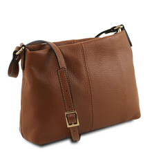 Geantă damă din piele naturală Tuscany Leather, coniac