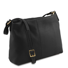 Geantă damă din piele naturală Tuscany Leather, neagră