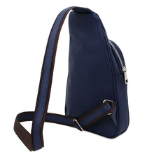 Geantă de umăr bărbați din piele albastru închis, Tuscany Leather, Albert