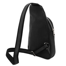 Geantă de umăr bărbați din piele neagră, Tuscany Leather, Albert