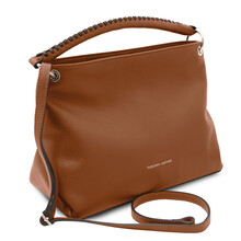 Geantă damă din piele cognac, Tuscany Leather, TL Bag Soft