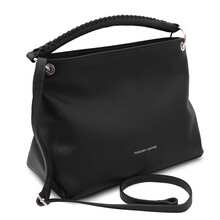 Geantă damă din piele neagră, Tuscany Leather, TL Bag Soft