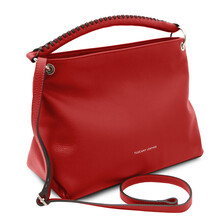 Geantă damă din piele roșu aprins, Tuscany Leather, TL Bag Soft