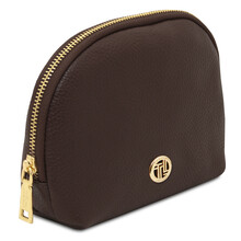 Vera Soft leather toiletry case Chocolate
