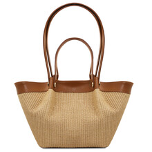 Soleil Raffia shopping bag Cognac